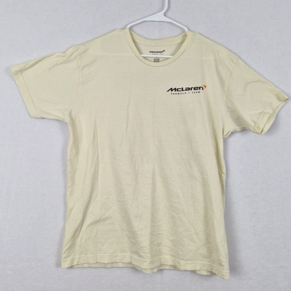 McLaren Formula 1 Large T-Shirt Cream-Color Graphic T Grunge 100% Cotton